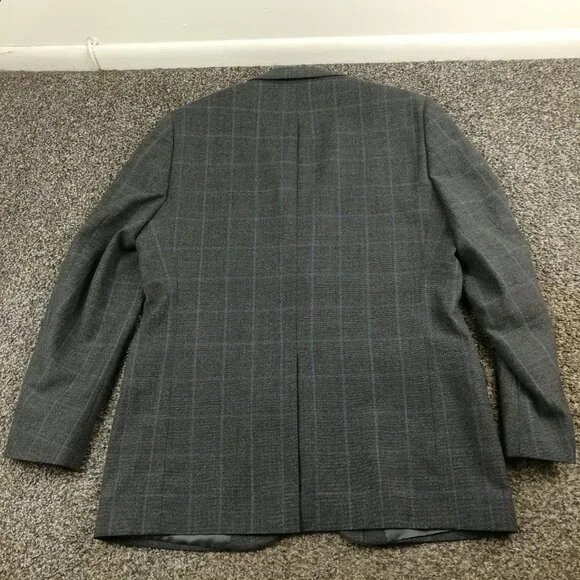 Brooks Brothers Sport Coat Italy Wool Windowpane Plaid Gray Blue 42R Fitzgerald - Picture 9 of 13